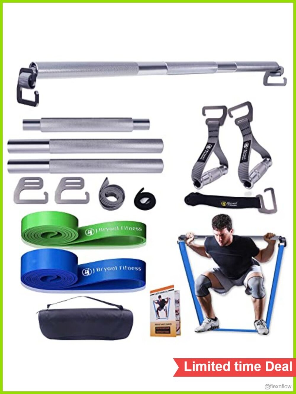 Resistance Band Training Bar Set, Aluminum Alloy, 500lb Capacity, Full Body